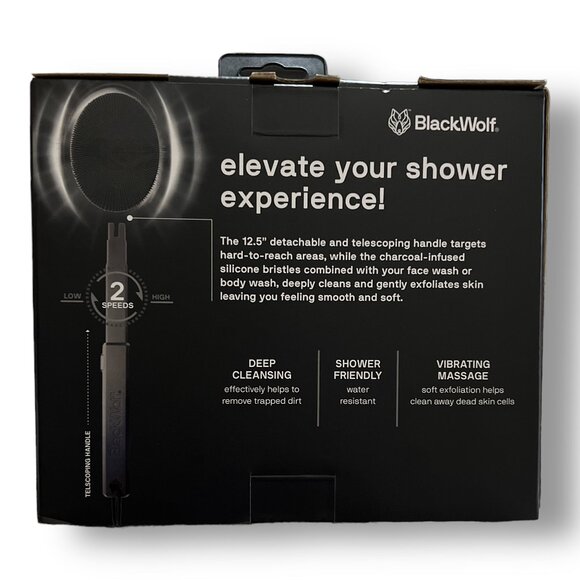 Black Wolf Sonic Scrubber Vibrating Face & Body Brush New & Sealed in Packaging - Picture 3 of 7